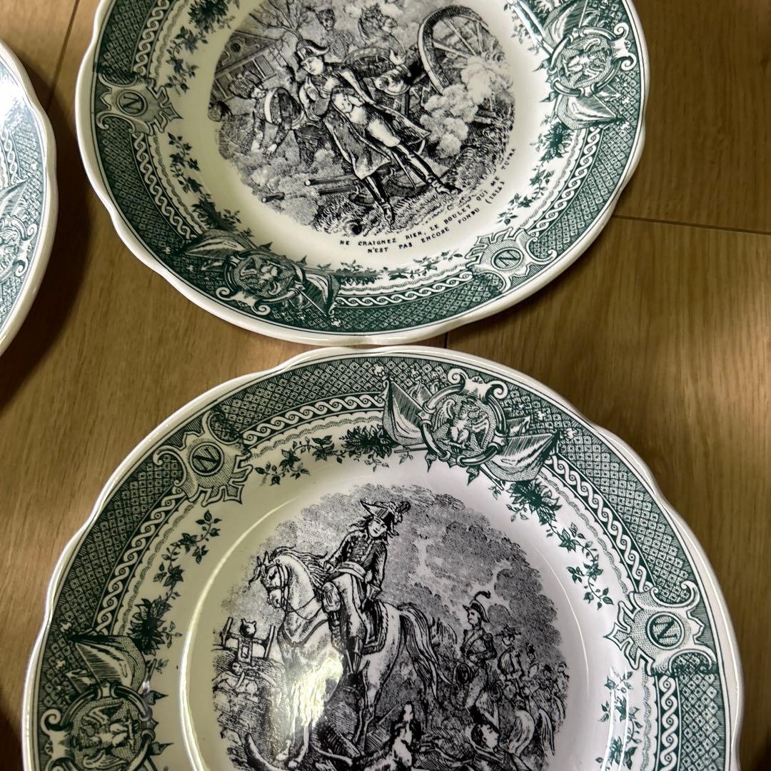 フランス サルグミンヌ 絵皿 陶製プレート 12枚セット アンティーク