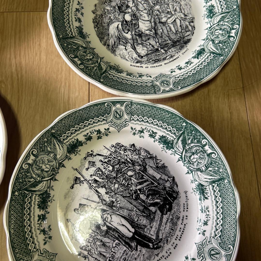 フランス サルグミンヌ 絵皿 陶製プレート 12枚セット アンティーク