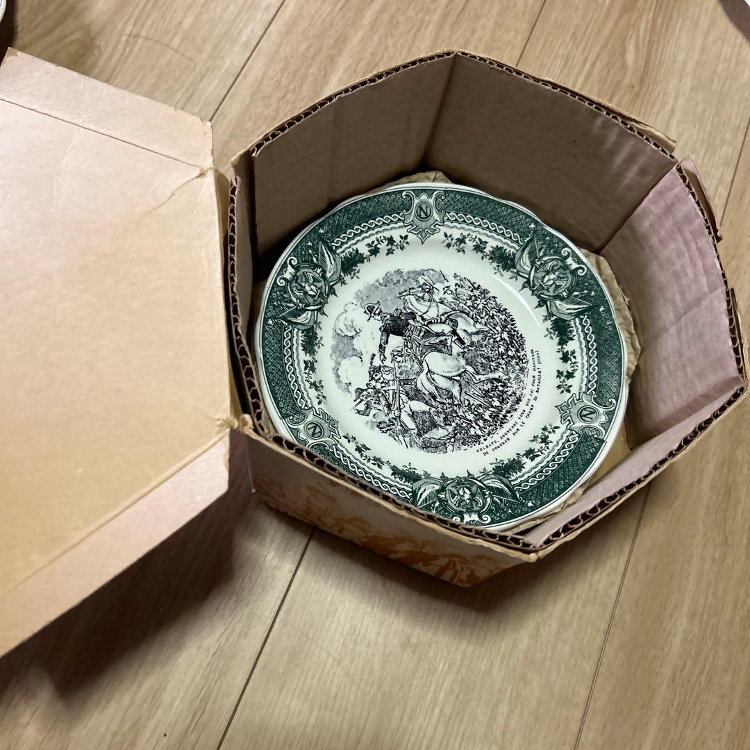 フランス サルグミンヌ 絵皿 陶製プレート 12枚セット アンティーク