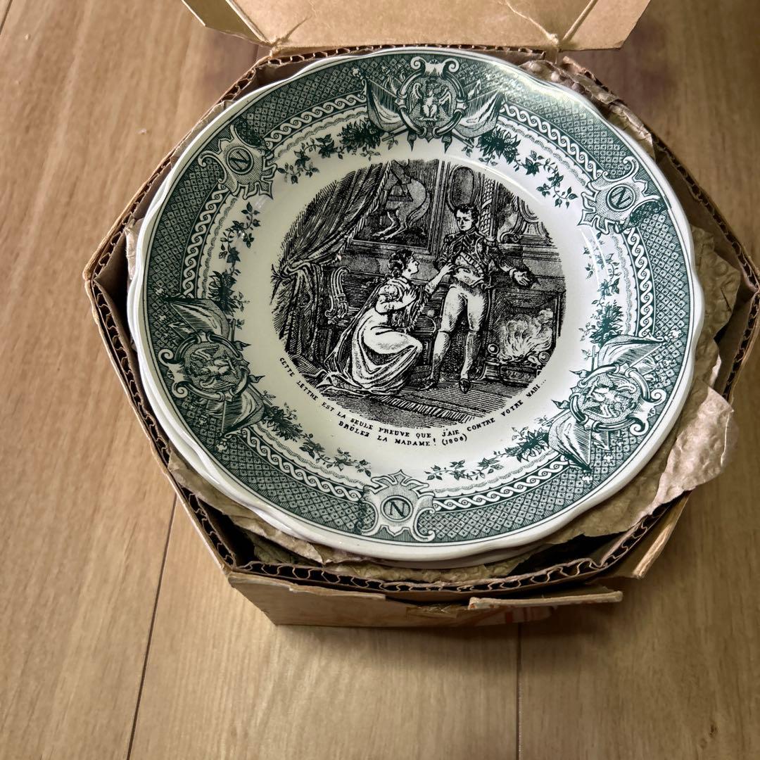 フランス サルグミンヌ 絵皿 陶製プレート 12枚セット アンティーク