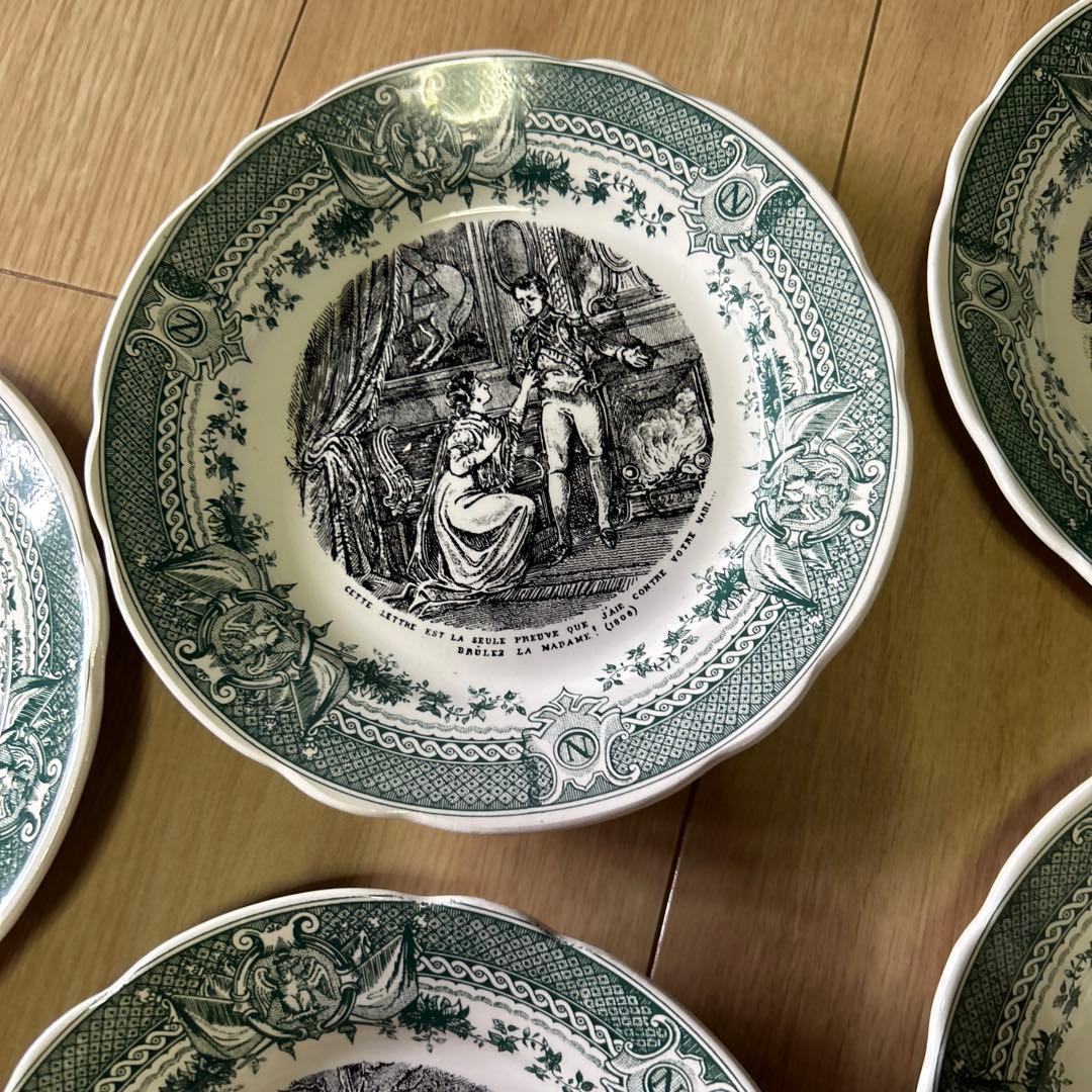 フランス サルグミンヌ 絵皿 陶製プレート 12枚セット アンティーク