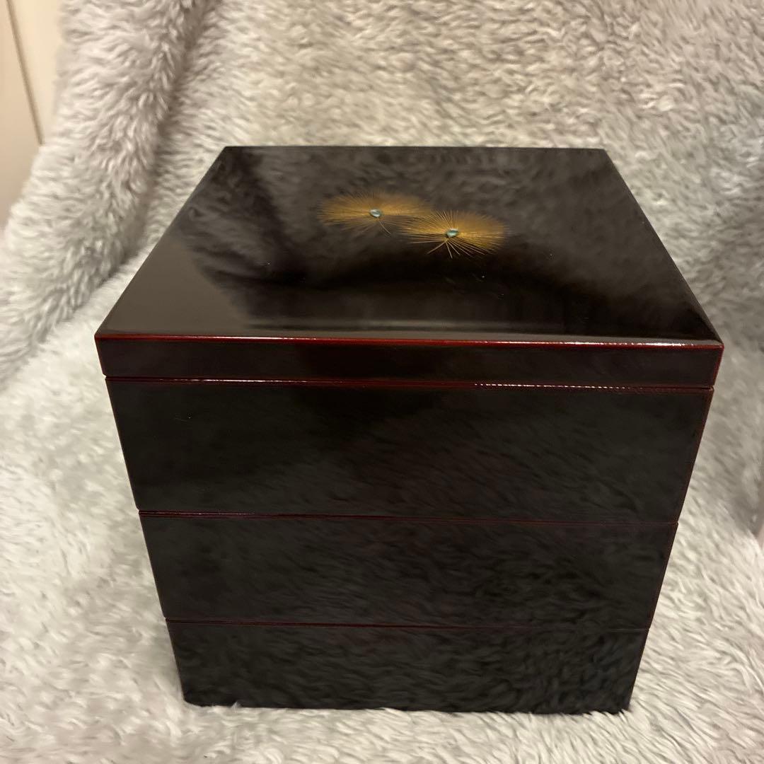 越前漆器 沈金風花若松 3段重箱