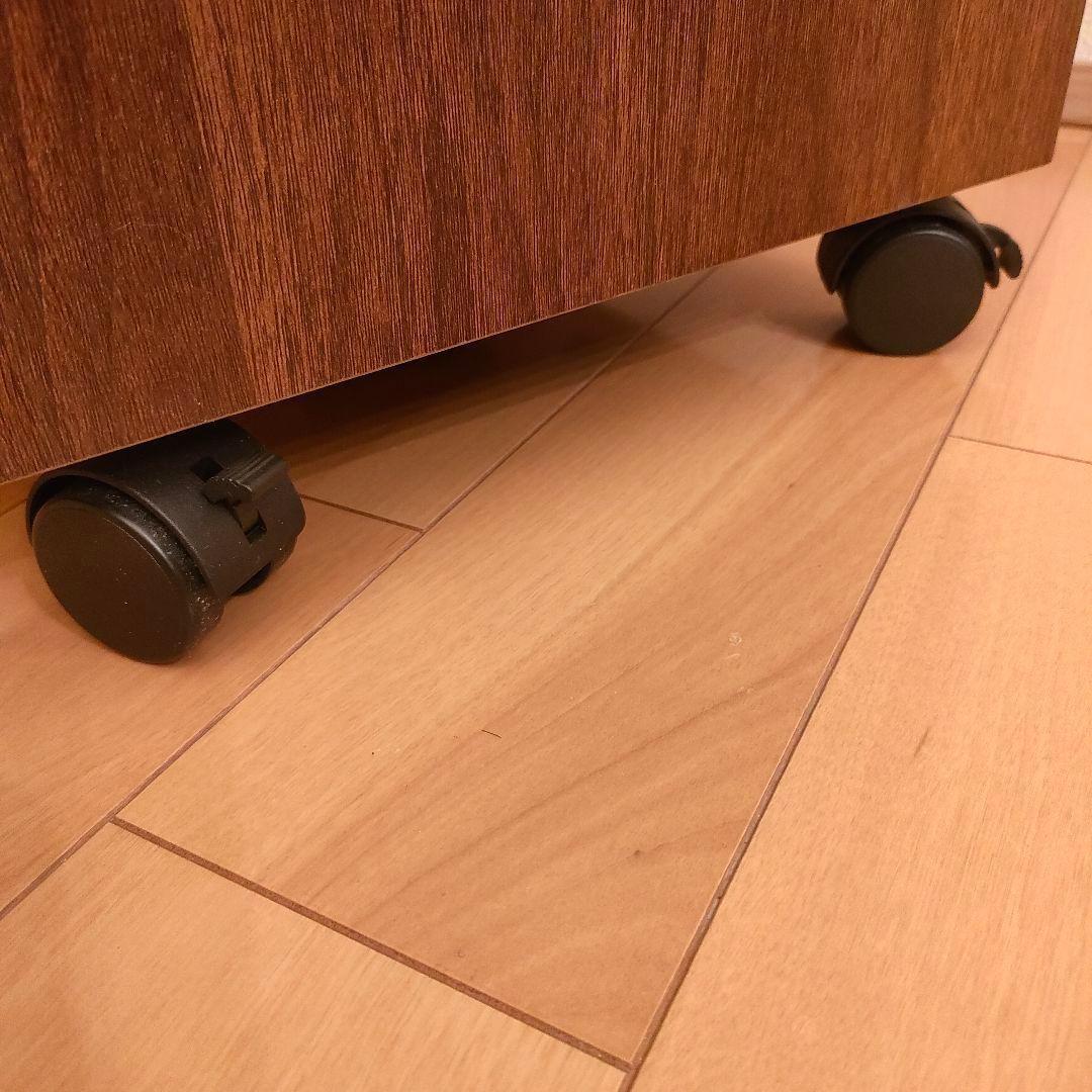 美品 ミラー付コスメワゴン ドレッサー 木目 大容量 収納