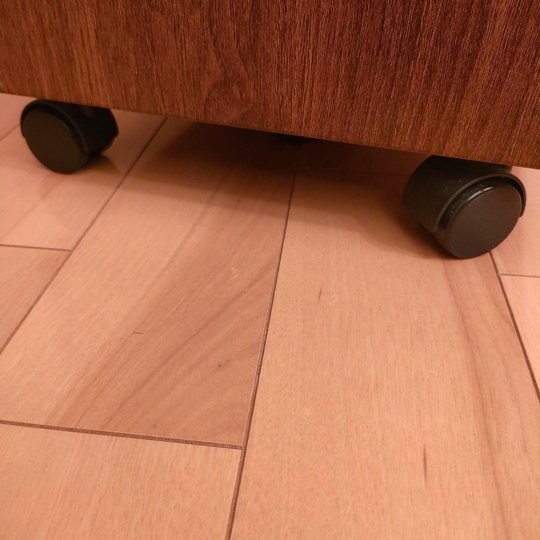 美品 ミラー付コスメワゴン ドレッサー 木目 大容量 収納