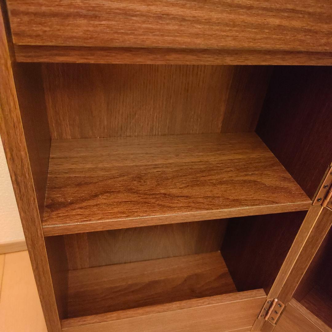 美品 ミラー付コスメワゴン ドレッサー 木目 大容量 収納