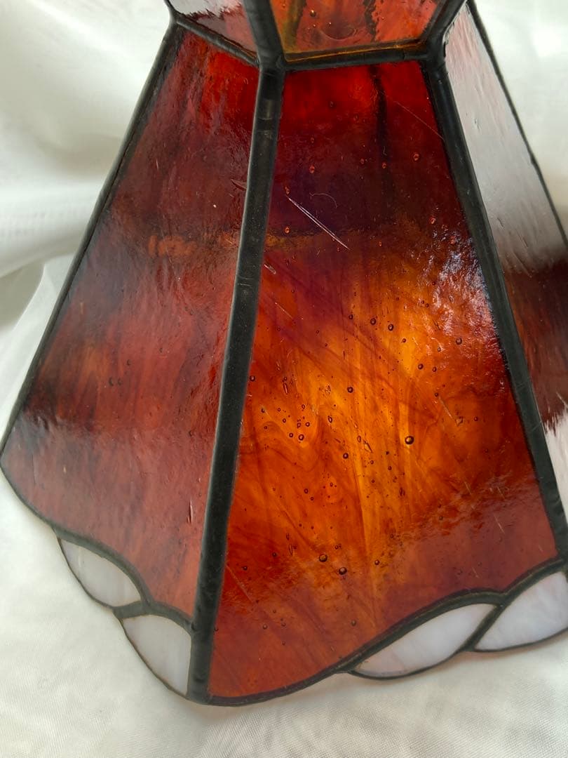 ステンドグラス　ランプ　気泡ガラス　琥珀色