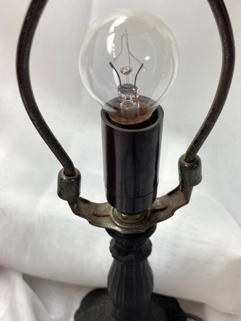 ステンドグラス　ランプ　気泡ガラス　琥珀色