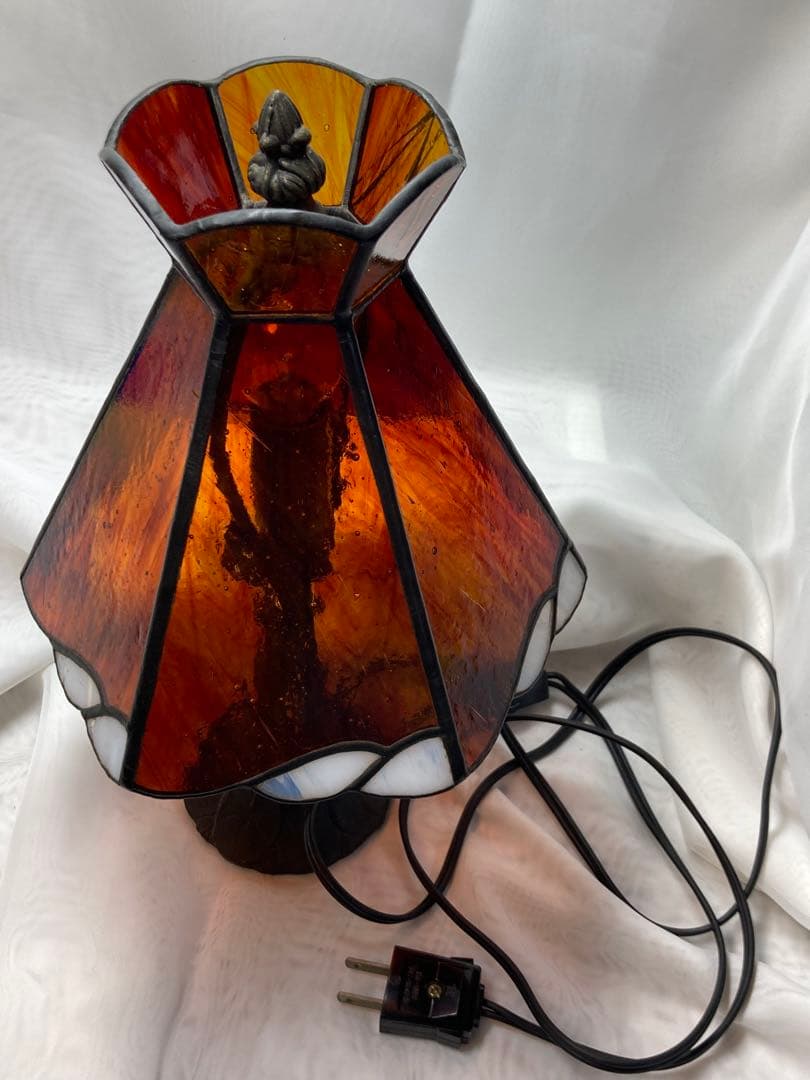 ステンドグラス　ランプ　気泡ガラス　琥珀色