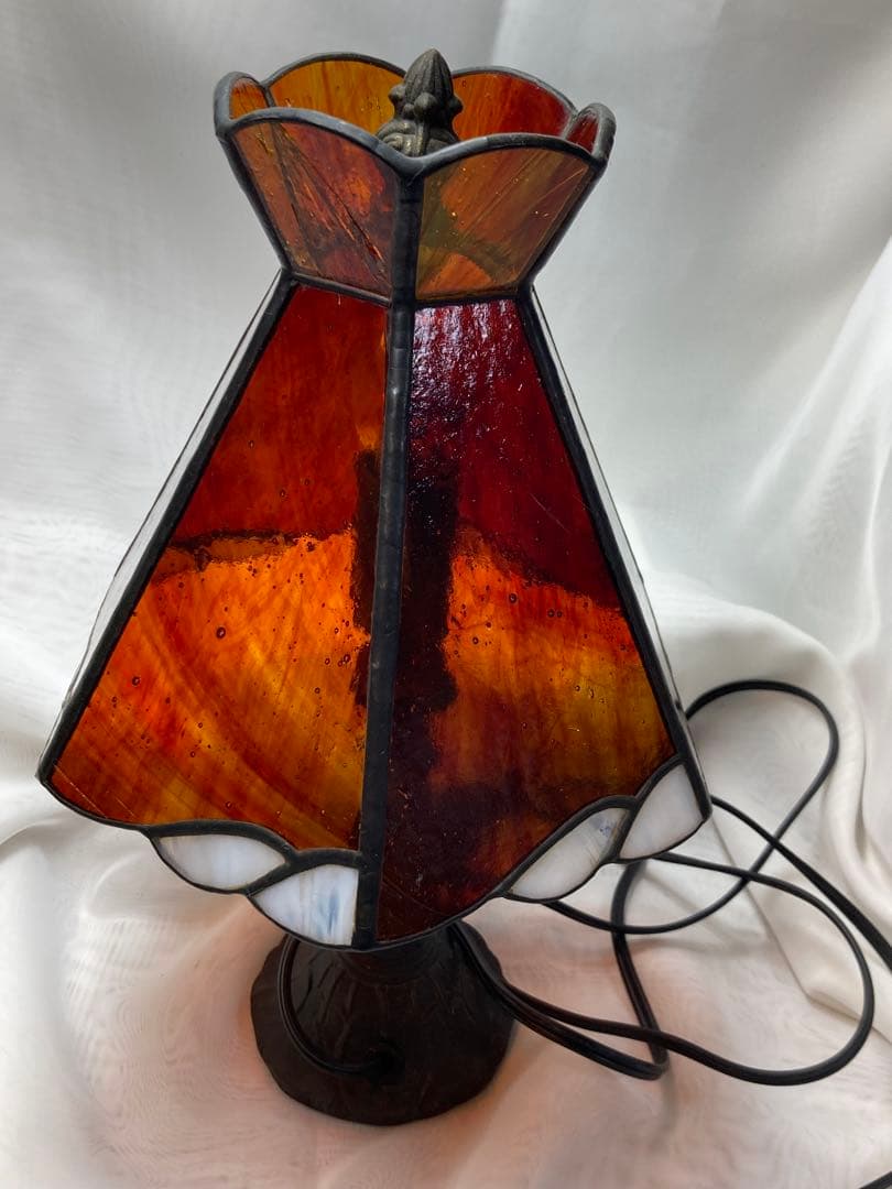 ステンドグラス　ランプ　気泡ガラス　琥珀色