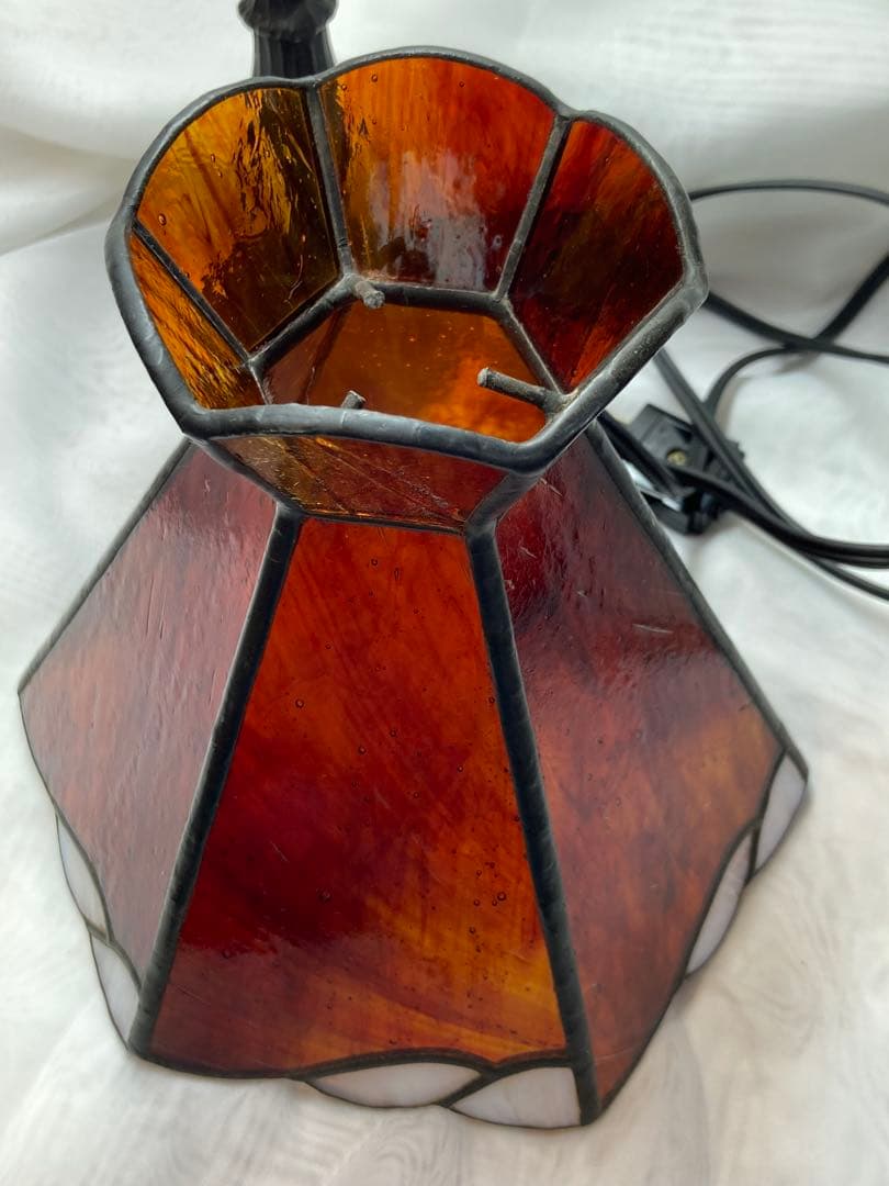 ステンドグラス　ランプ　気泡ガラス　琥珀色