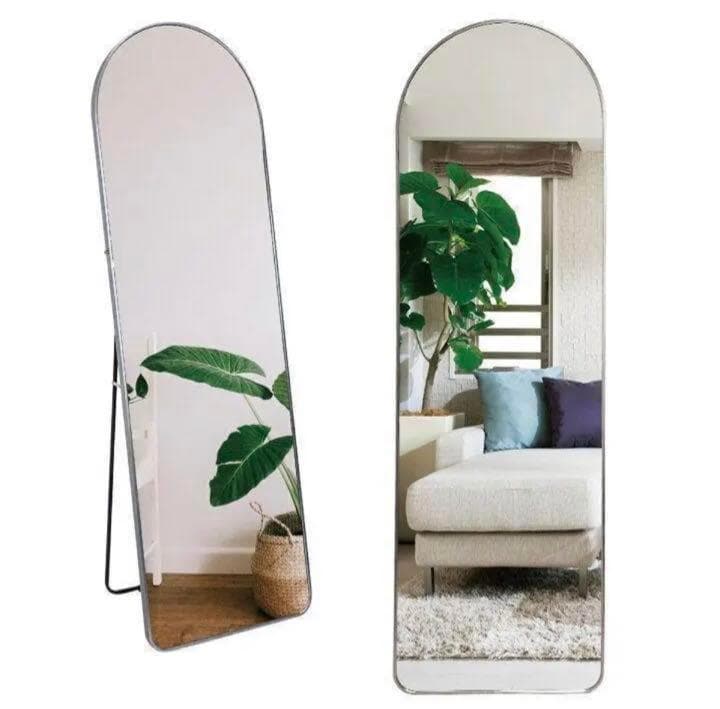 スタンドミラー アーチ型 ゴールド 150cmx40cm 全身鏡 壁掛け 姿見