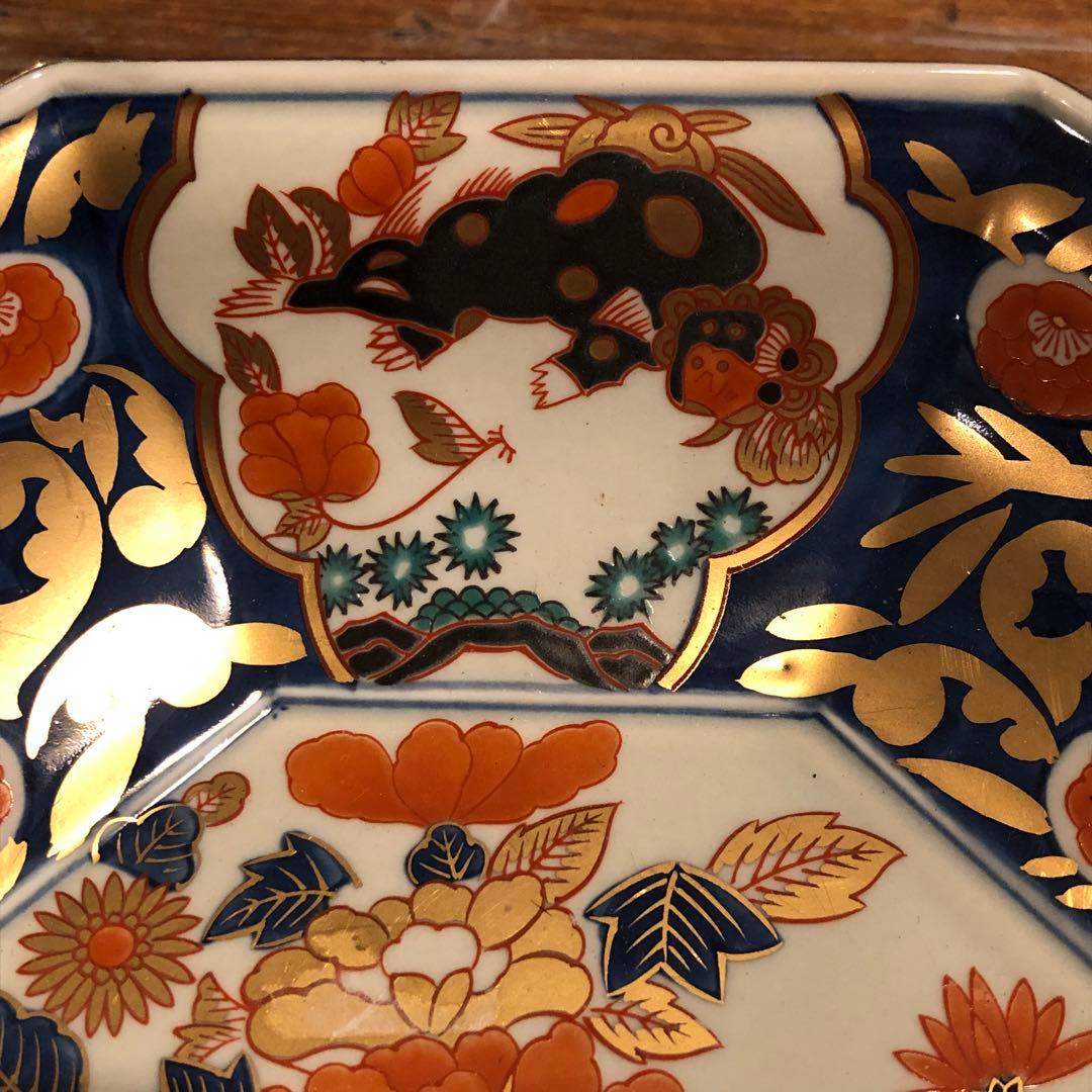 林九郎窯　金唐草花篭図　八角盛鉢