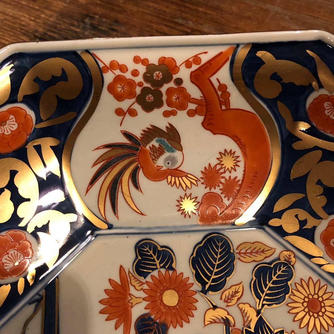林九郎窯　金唐草花篭図　八角盛鉢