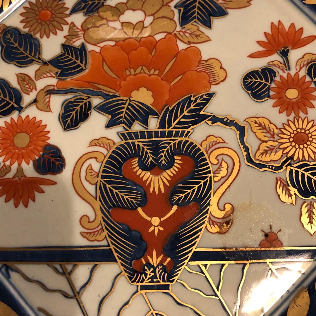 林九郎窯　金唐草花篭図　八角盛鉢