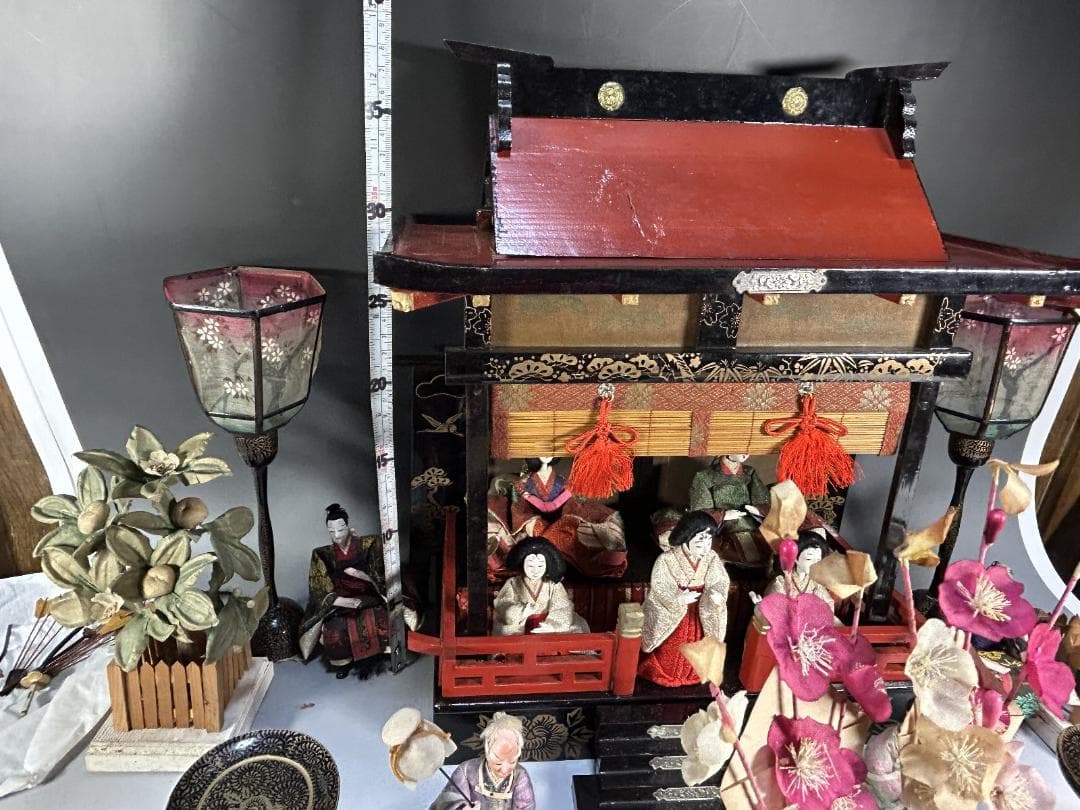 時代　雛御殿　雛道具 雛人形　セット　大正　昭和　木箱 蒔絵