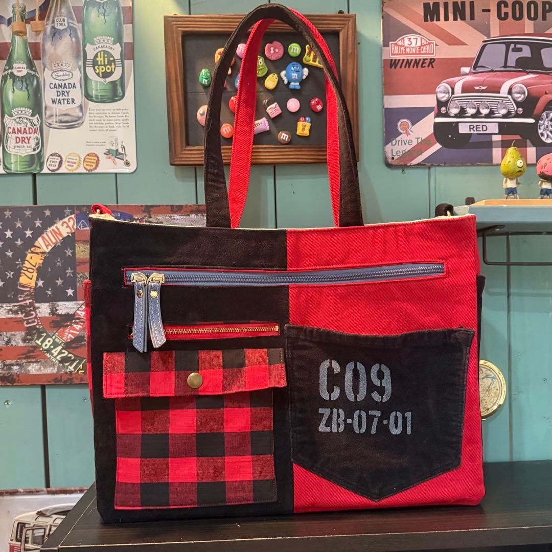 デニムリメイク　　男前×ポケットだらけのトートバッグ