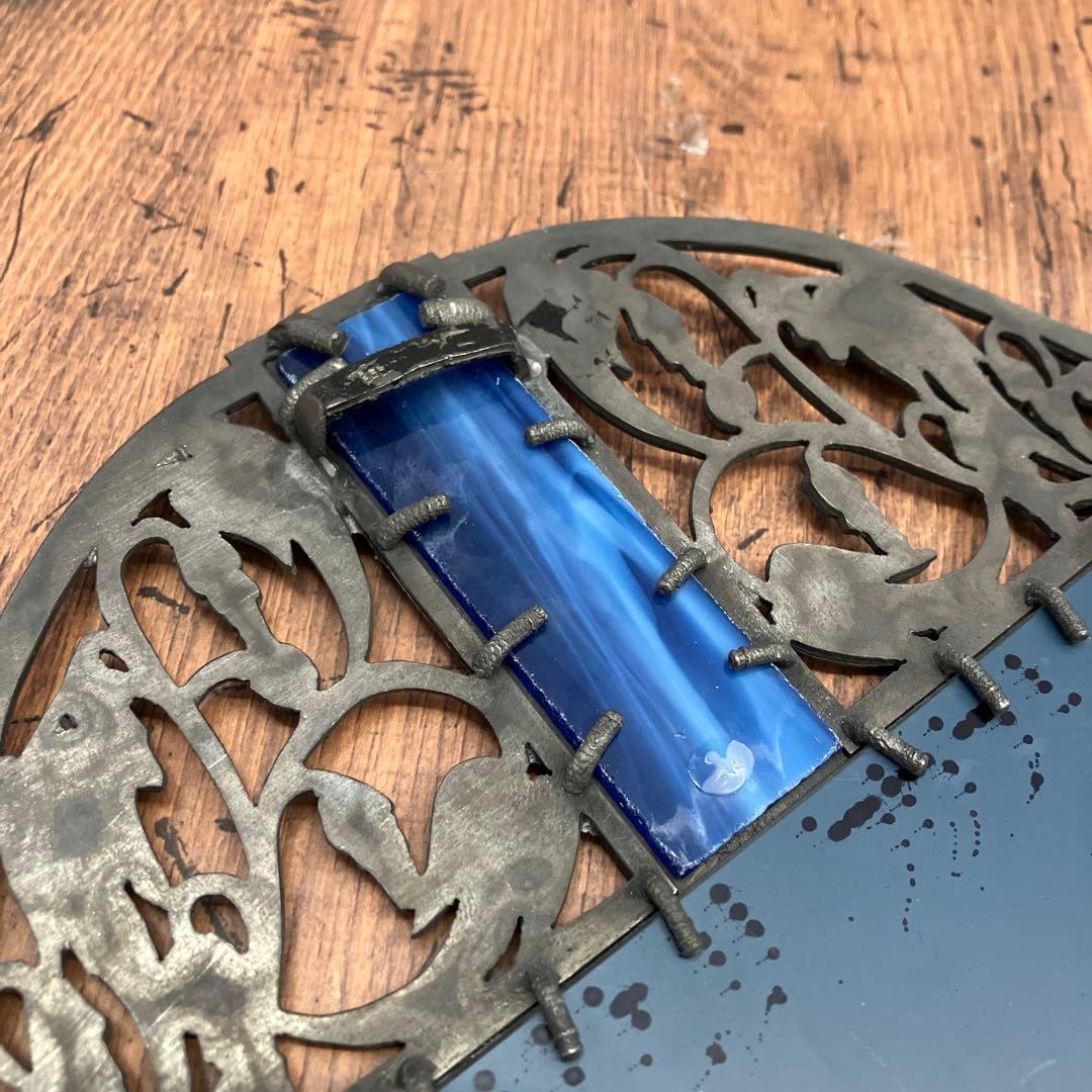 アンティーク ヴィンテージ フレームミラー ウォールミラー ステンドガラス 鏡