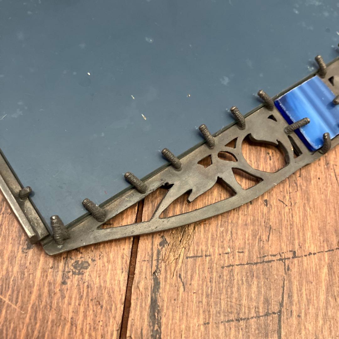 アンティーク ヴィンテージ フレームミラー ウォールミラー ステンドガラス 鏡