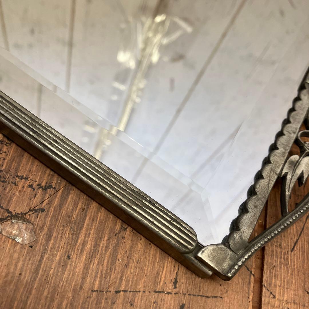 アンティーク ヴィンテージ フレームミラー ウォールミラー ステンドガラス 鏡