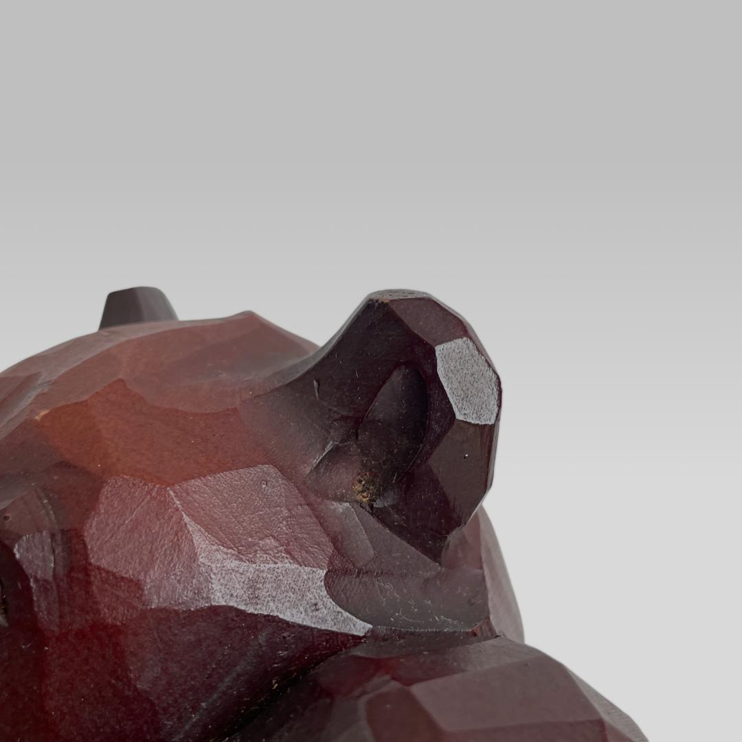 90s オールド【木彫り熊】北海道 民芸 工藝「招き熊」オブジェ 置物