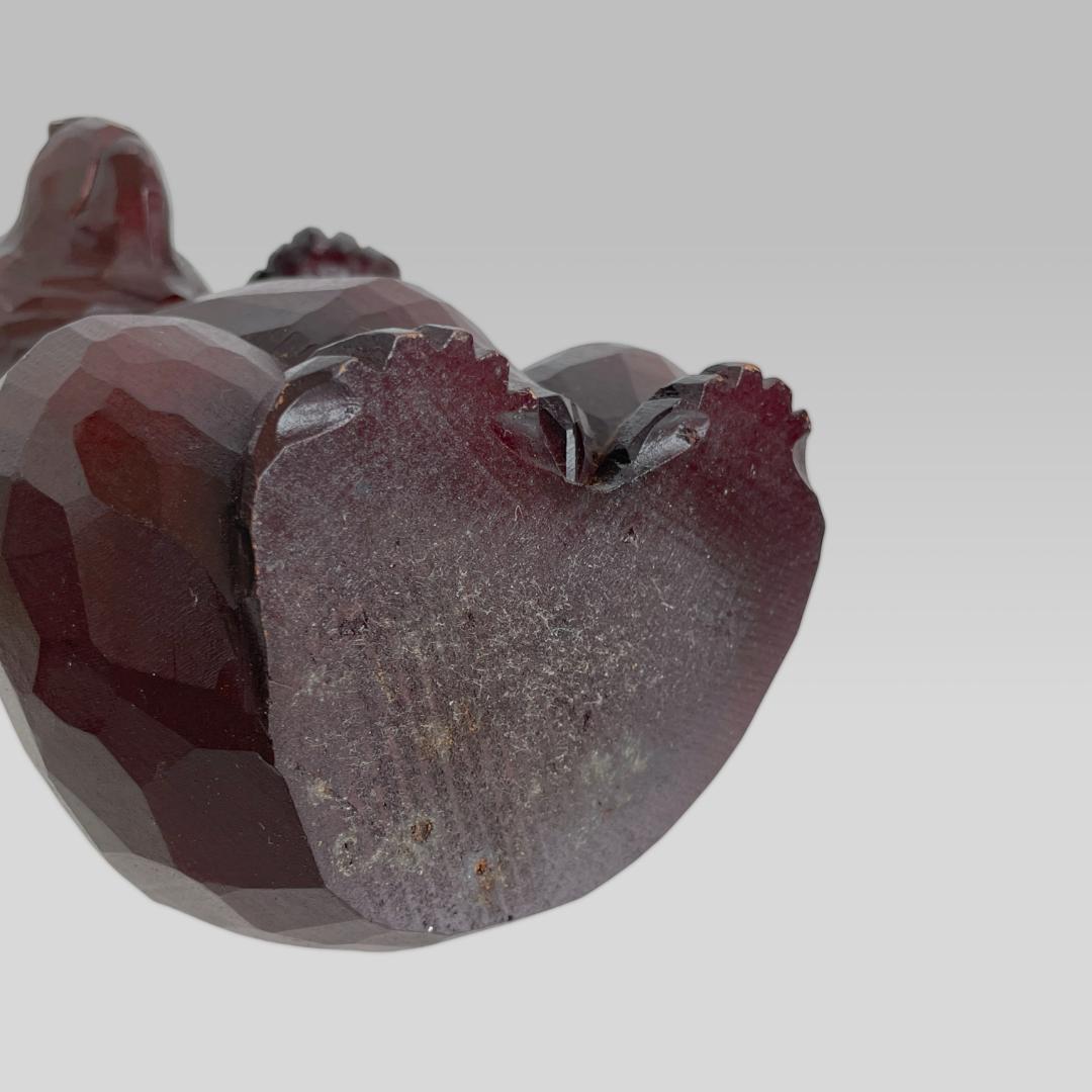 90s オールド【木彫り熊】北海道 民芸 工藝「招き熊」オブジェ 置物