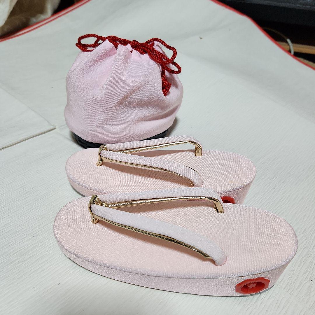 #119 (保管品）七五三  正絹 被布セット 草履　巾着