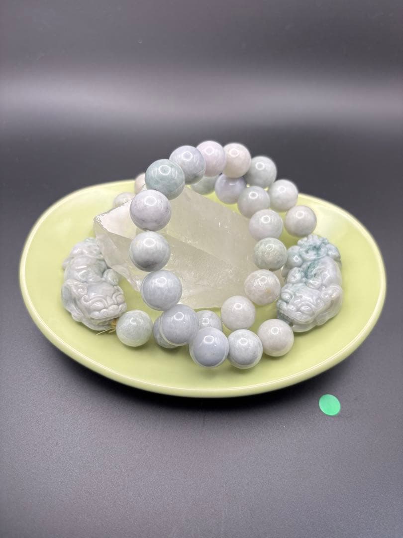 天然石　翡翠貔貅ブレスレット　右向き左向きペア 開運　金運　風水　お守り　(2)