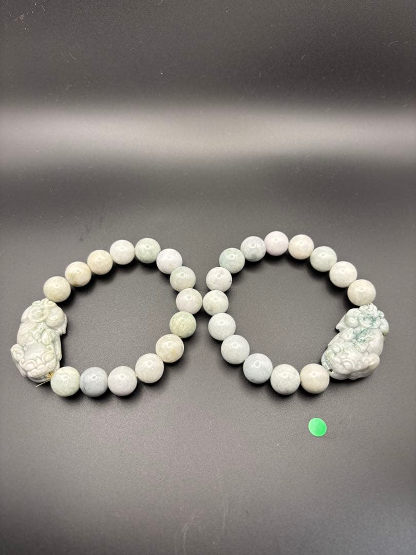 天然石　翡翠貔貅ブレスレット　右向き左向きペア 開運　金運　風水　お守り　(2)
