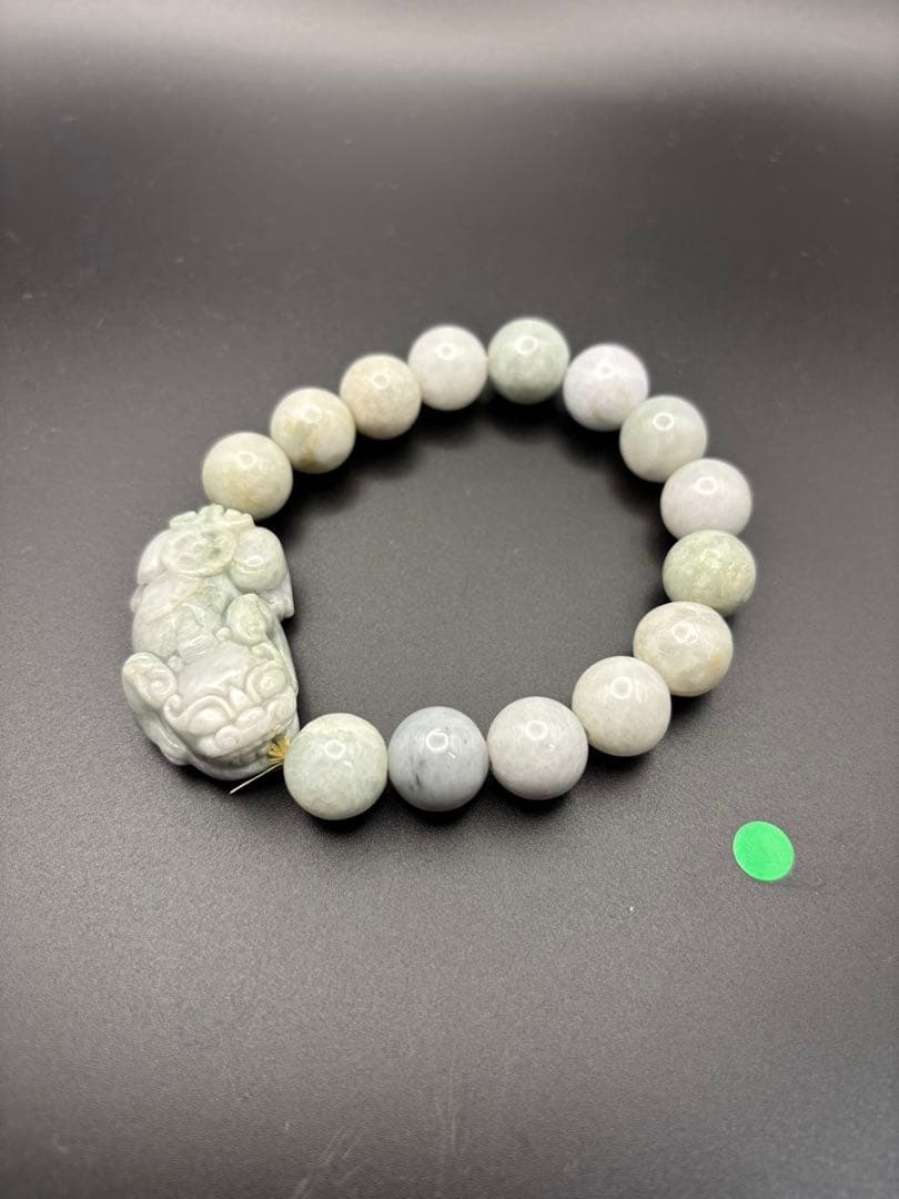 天然石　翡翠貔貅ブレスレット　右向き左向きペア 開運　金運　風水　お守り　(2)