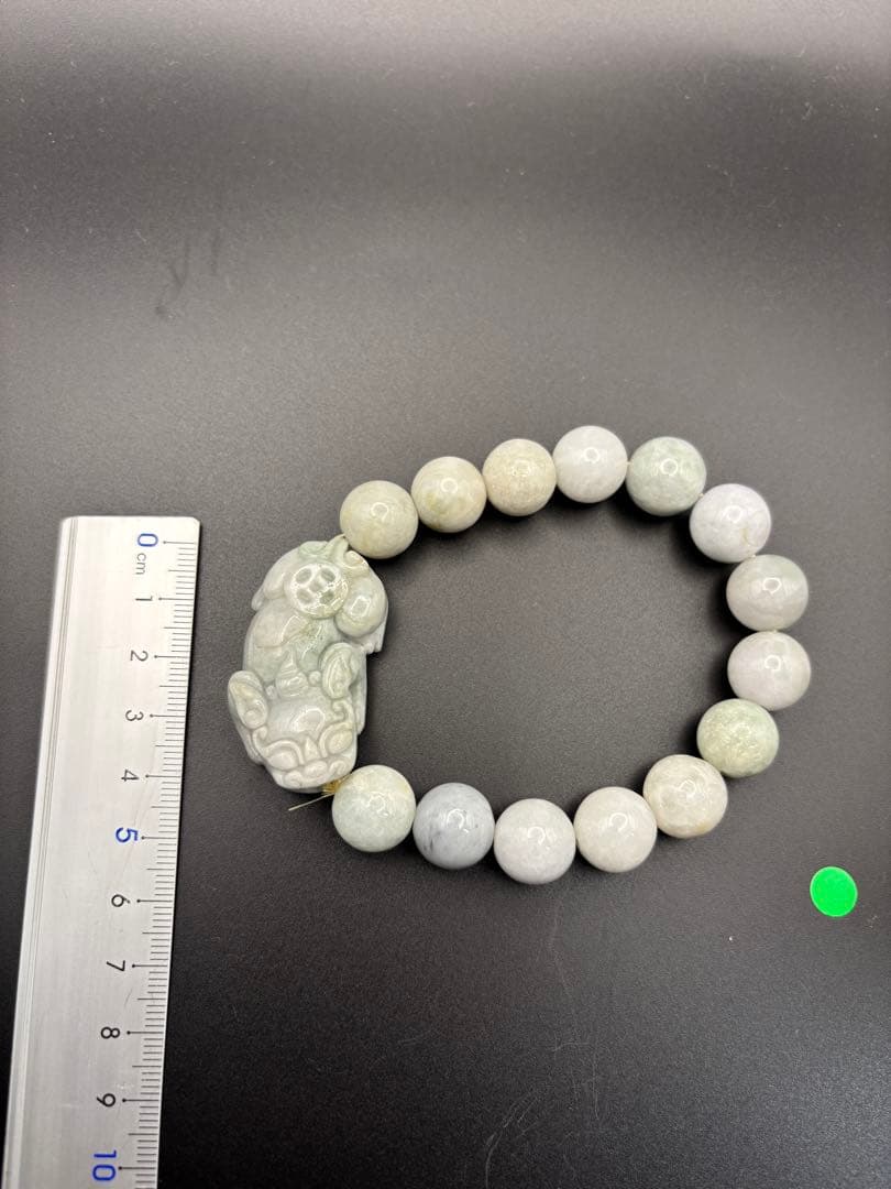 天然石　翡翠貔貅ブレスレット　右向き左向きペア 開運　金運　風水　お守り　(2)