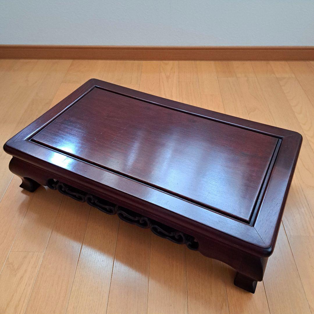 花台　木製　透かし彫り　唐草　飾り台　敷台　香炉台　盆栽台