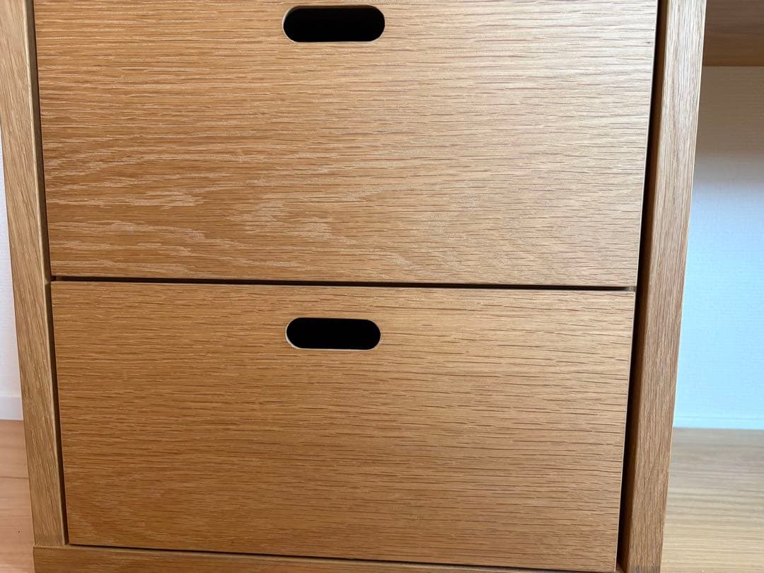 【引出し付】無印良品スタッキングシェルフ　オーク材3段×2列