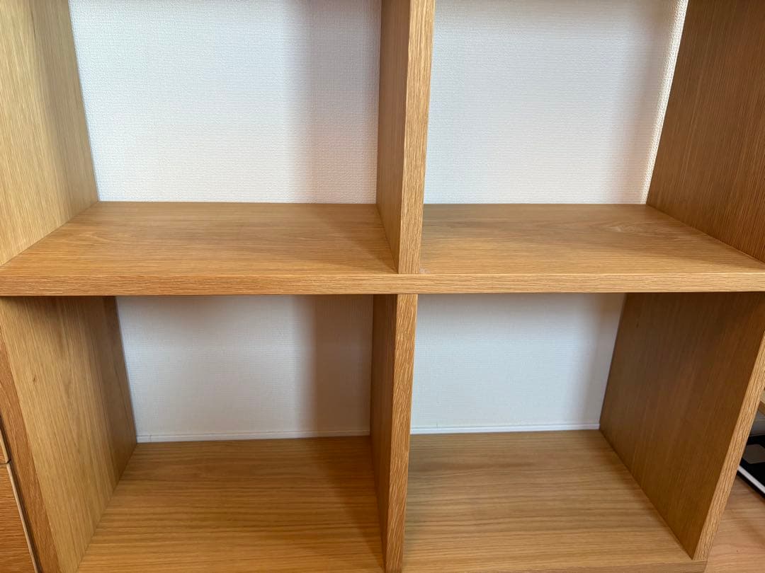 【引出し付】無印良品スタッキングシェルフ　オーク材3段×2列