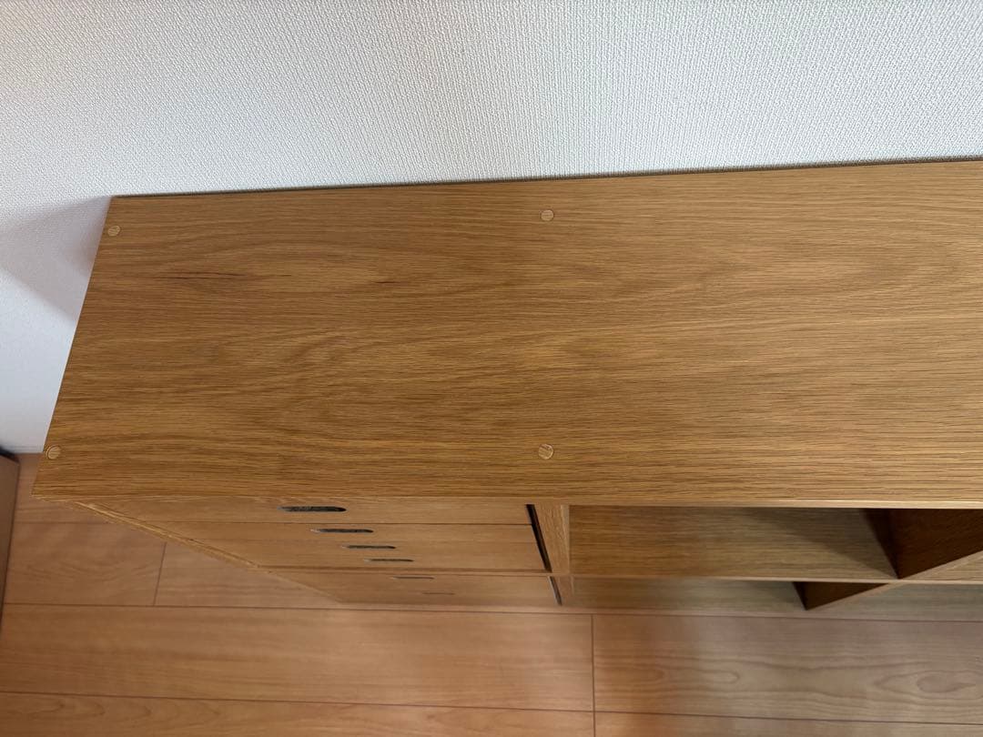 【引出し付】無印良品スタッキングシェルフ　オーク材3段×2列