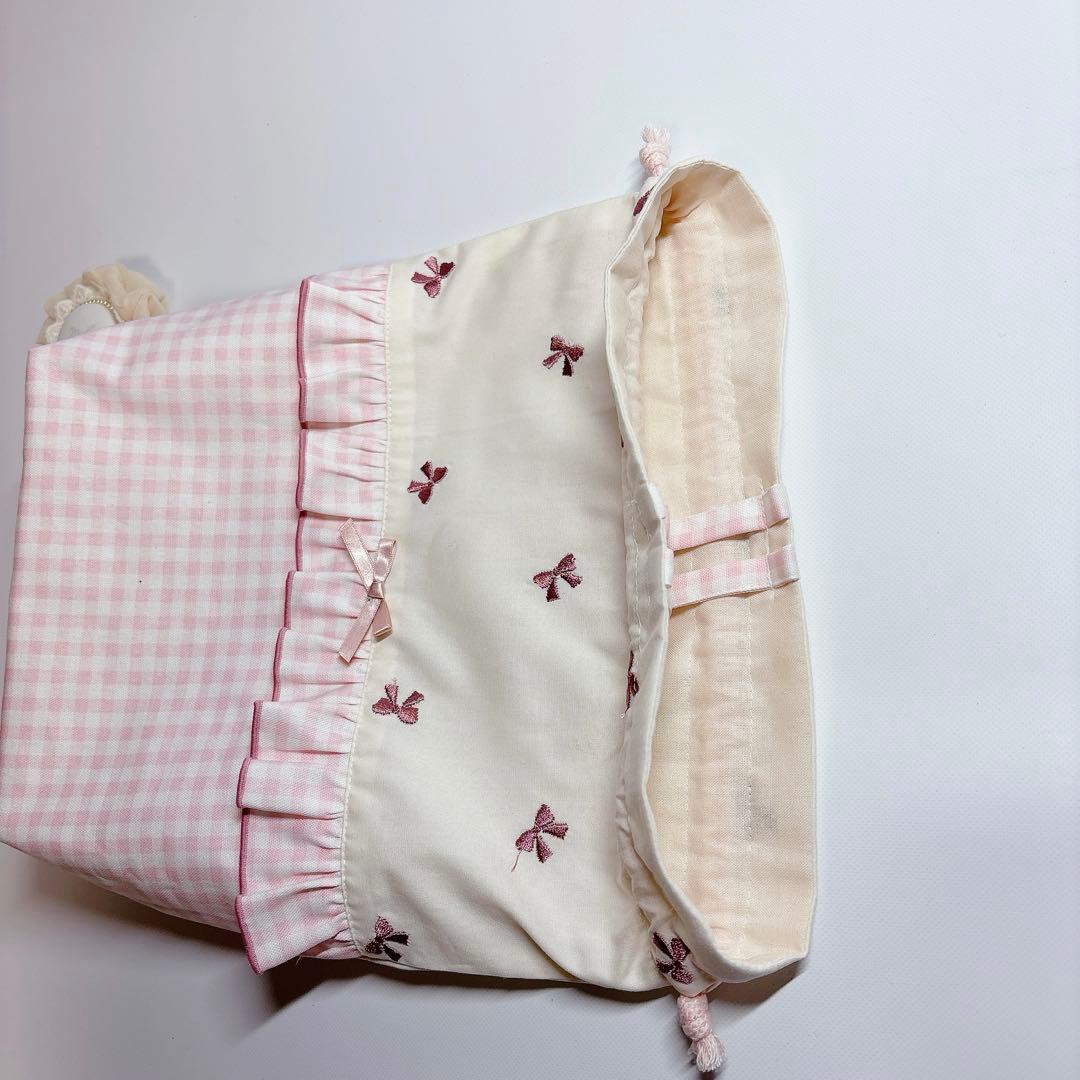 runa様　上履き袋　体操着袋　ヌビ　キルト　ハート　コップ袋　マチ付き