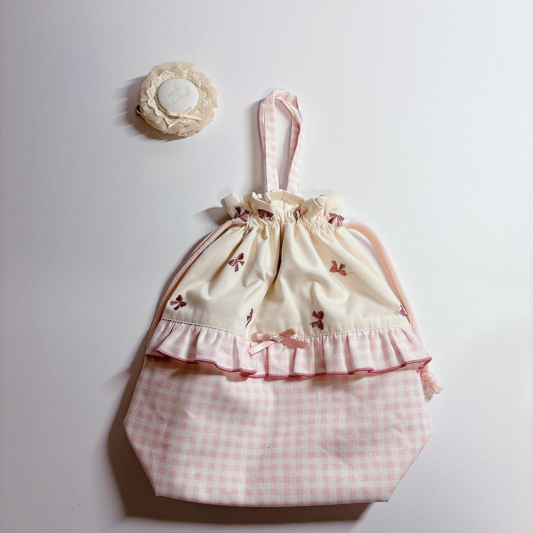 runa様　上履き袋　体操着袋　ヌビ　キルト　ハート　コップ袋　マチ付き