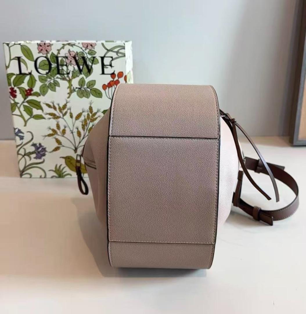 ハンモックバッグ ベージュレザーショルダーバッグ