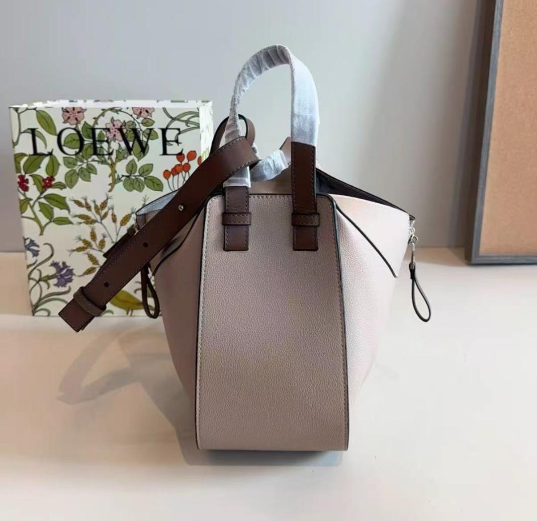 ハンモックバッグ ベージュレザーショルダーバッグ