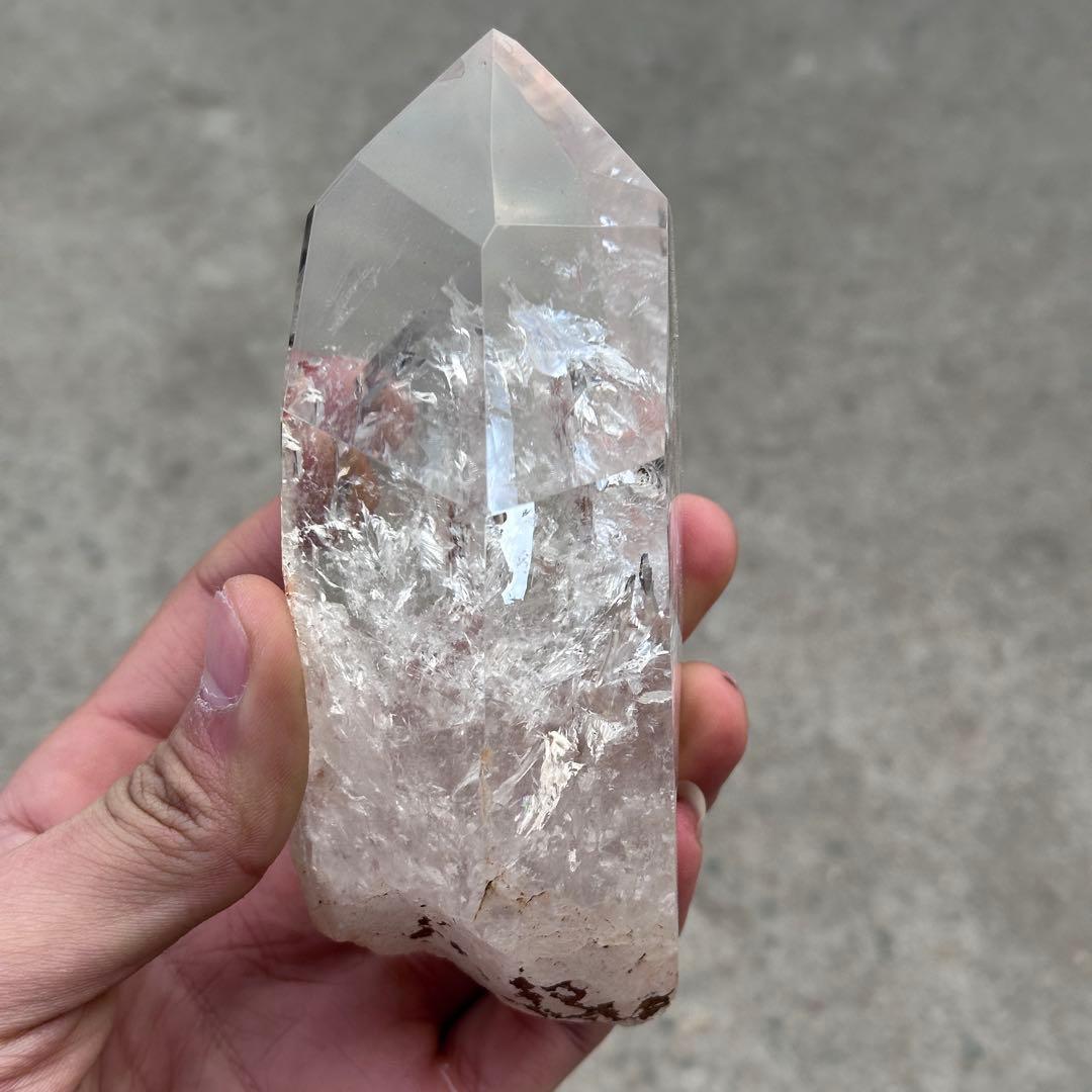 天然石虹あり水晶のポイント　置物　ご購入前に在庫確認必要G.836