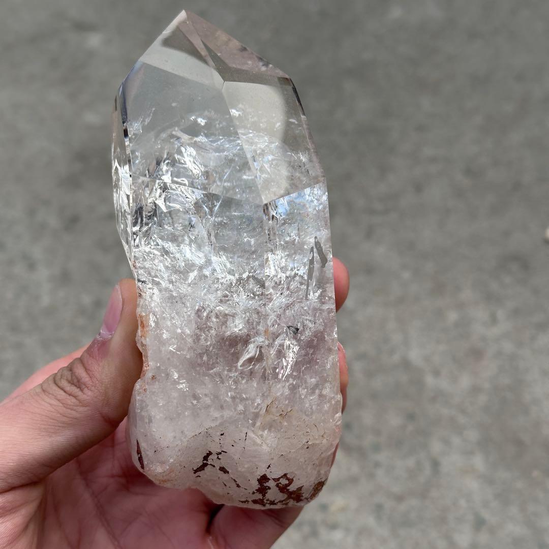 天然石虹あり水晶のポイント　置物　ご購入前に在庫確認必要G.836