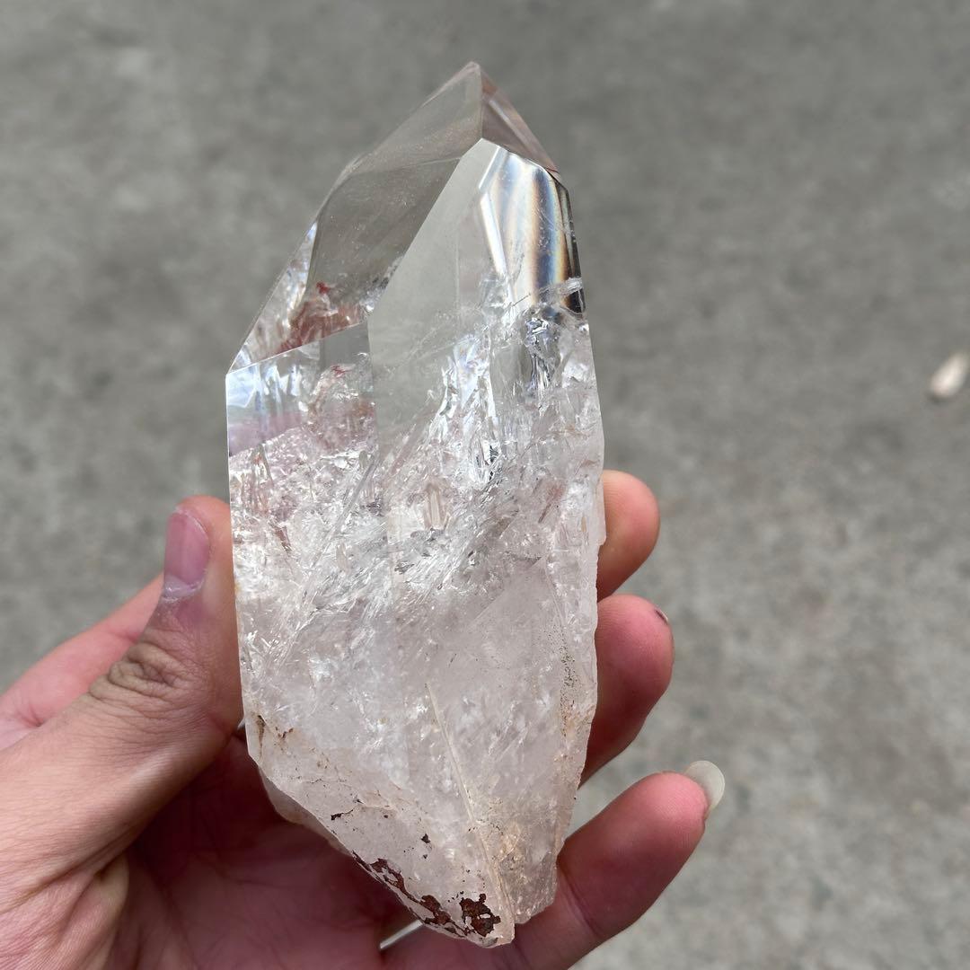 天然石虹あり水晶のポイント　置物　ご購入前に在庫確認必要G.836