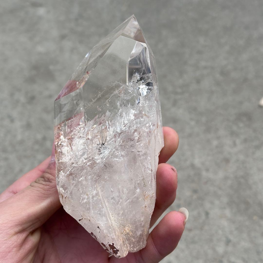 天然石虹あり水晶のポイント　置物　ご購入前に在庫確認必要G.836