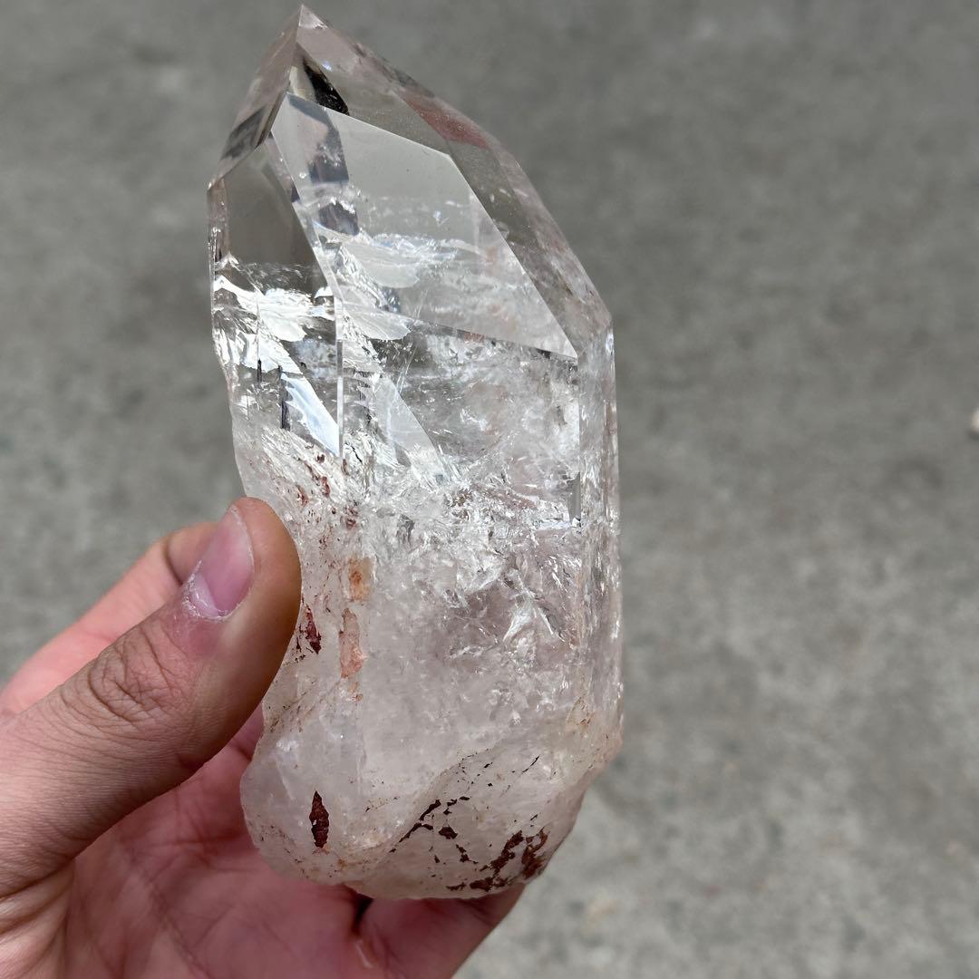 天然石虹あり水晶のポイント　置物　ご購入前に在庫確認必要G.836