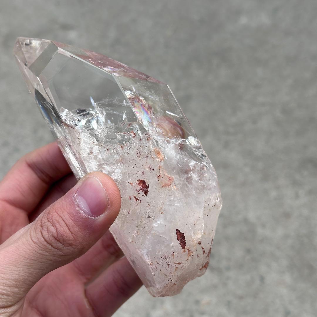 天然石虹あり水晶のポイント　置物　ご購入前に在庫確認必要G.836