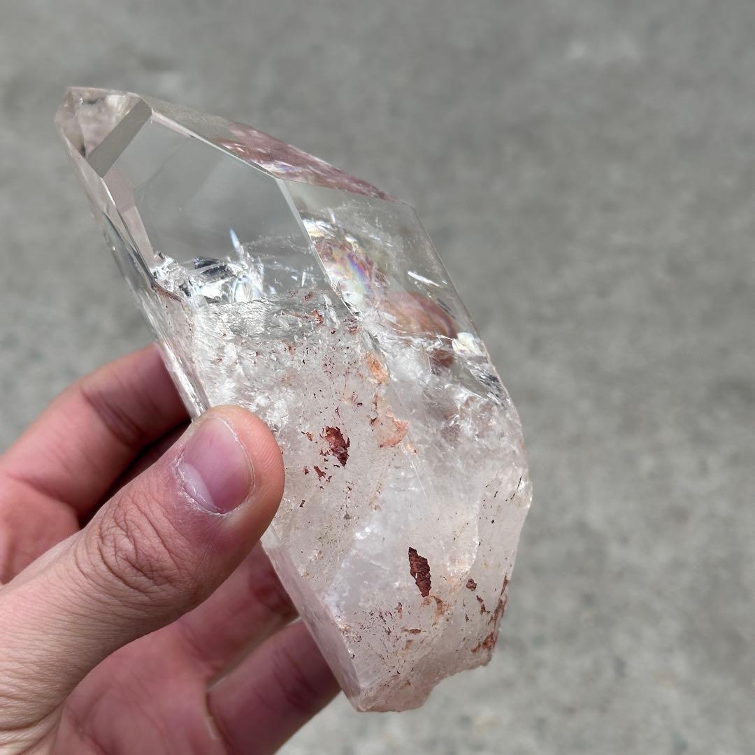 天然石虹あり水晶のポイント　置物　ご購入前に在庫確認必要G.836