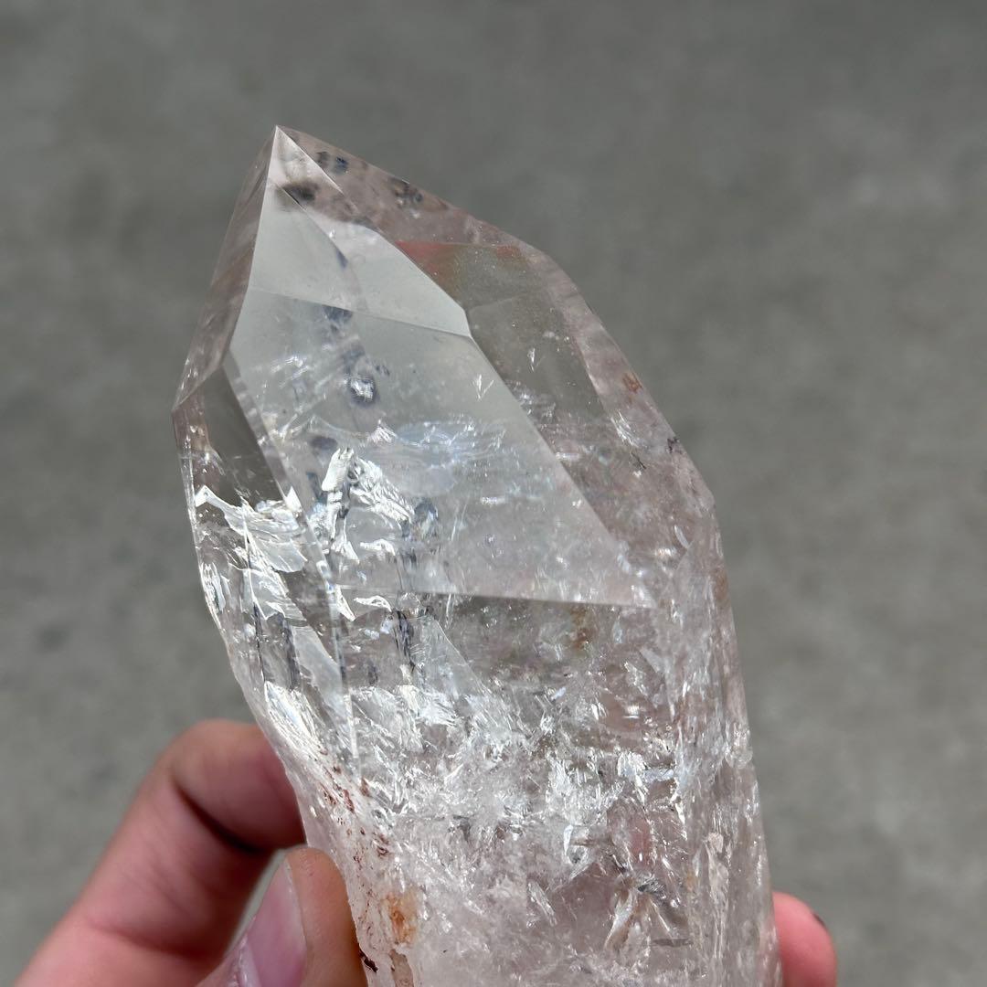 天然石虹あり水晶のポイント　置物　ご購入前に在庫確認必要G.836