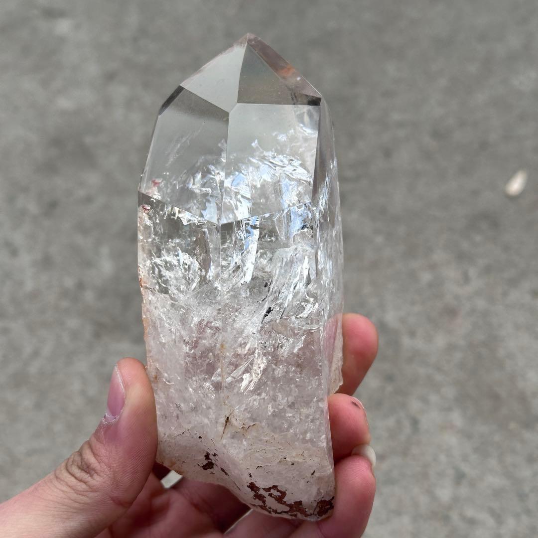 天然石虹あり水晶のポイント　置物　ご購入前に在庫確認必要G.836