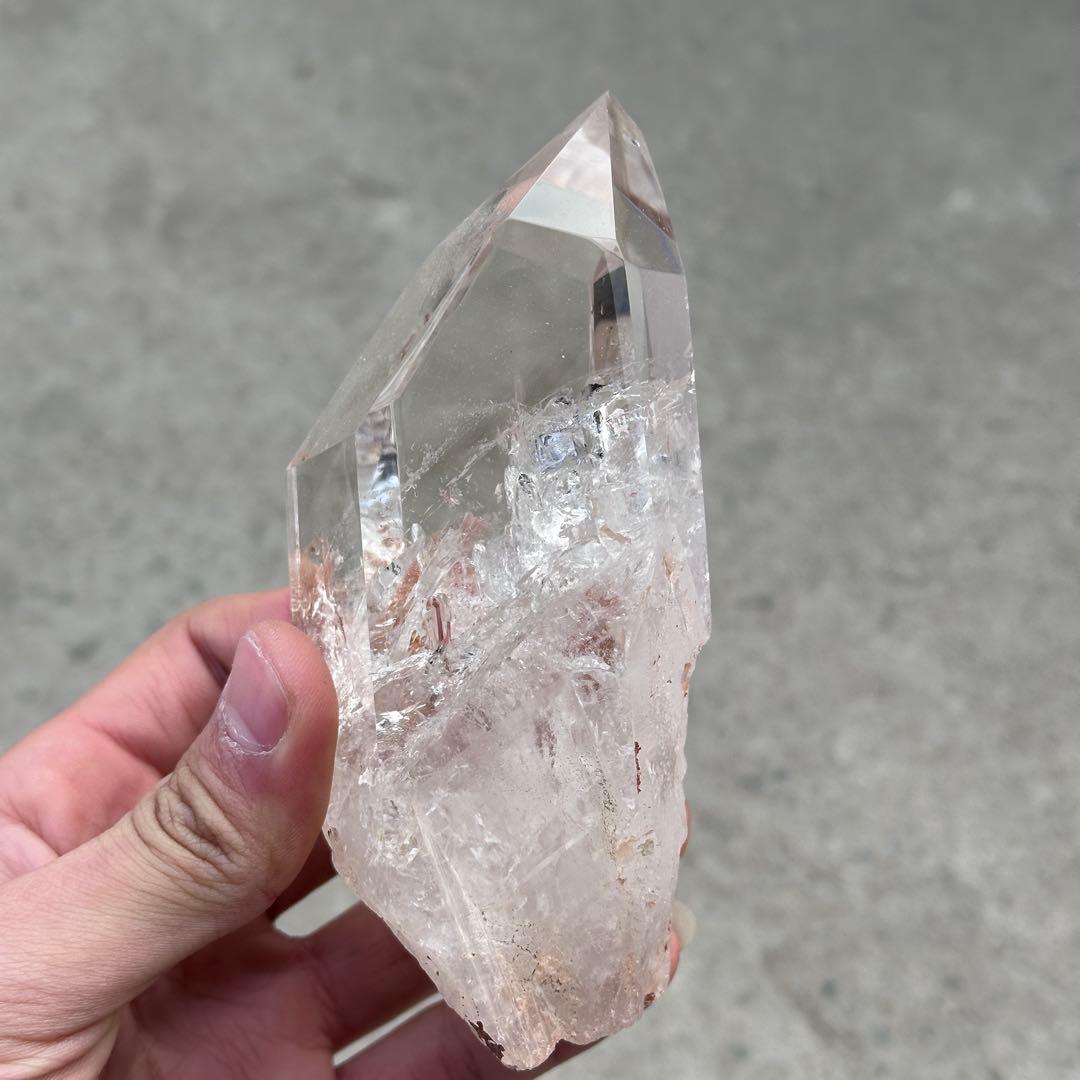 天然石虹あり水晶のポイント　置物　ご購入前に在庫確認必要G.836