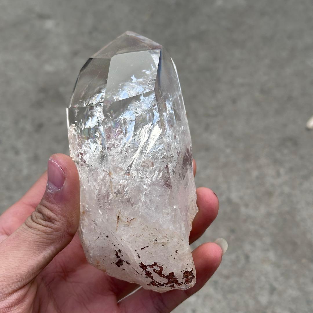 天然石虹あり水晶のポイント　置物　ご購入前に在庫確認必要G.836