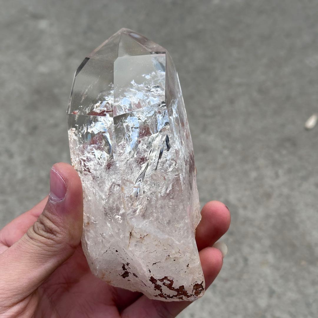 天然石虹あり水晶のポイント　置物　ご購入前に在庫確認必要G.836